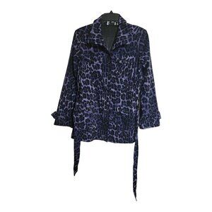 Linea by Louis Dell'Olio Purple Leopard Print Fully Lined Blazer Size S